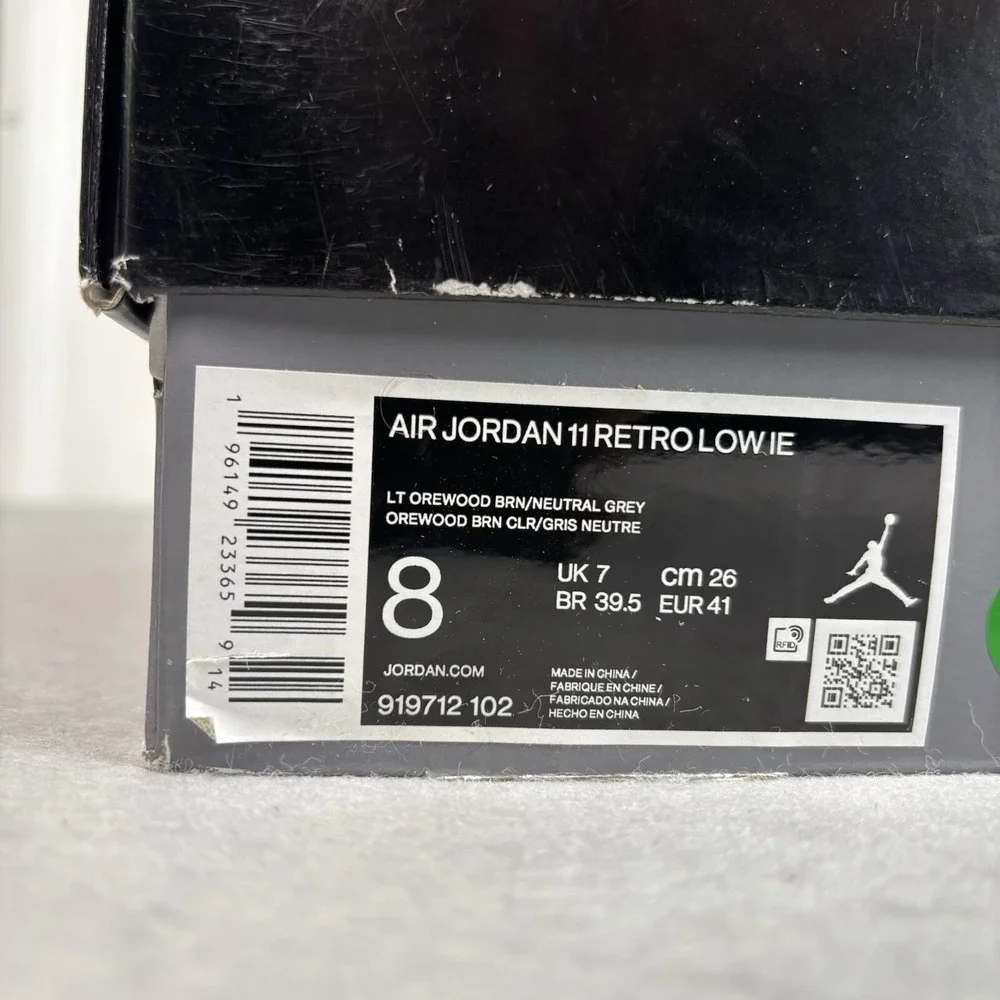 Air Jordan 11 Retro Low IE Light Orewood Brown Men's Size 8 919712-102